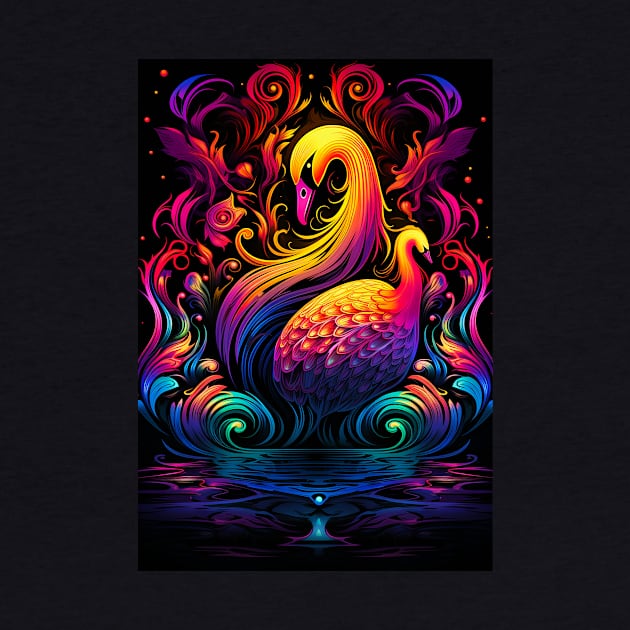 Psychedelic Trippy UV Swan Design by RichieDuprey